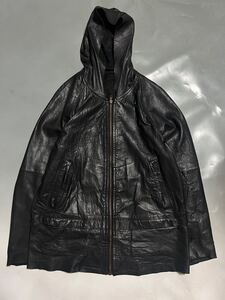 AD1998 アーカイブ COMME des GARCONS HOMME ギャルソン オム 穴あき加工 レザー マウンテンパーカー 黒 M