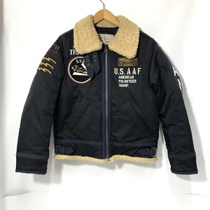 AVIREX フライトジャケット 6192213 パディング PADDING B-3 AAF JACKET 刺繍 ワッペン Mサイズ ネイビー アヴィレックス アウターA11510◆