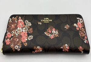 ★新品★未使用★ 人気ブランド　coach オリジナル長財布　COACH ラウンドファスナー長財布 フラワーラグジュアリー財布　ブラウン系