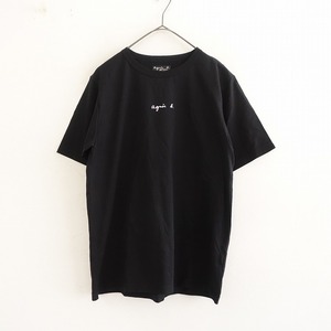 アニエスベー F.et H. agnes b. F.et H. *ロゴプリントコットン半袖Tシャツ*M黒ブラックカットソー(33-2411-222)【90L42】