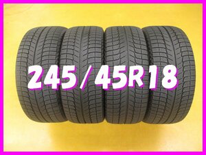 ◆送料無料 B2s◆　未使用に近い　スタッドレス　245/45R18　100H　ミシュラン　X-ICE3+　冬４本　※2018年製