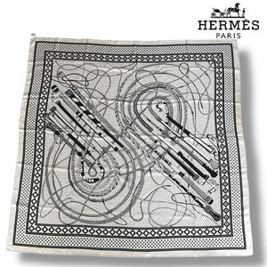 u54 希少 HERMES エルメス カレジェアン 大判スカーフ ストール ショール カシミヤ×シルク フランス製 ベージュ ブラック 正規品