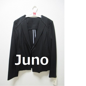 ★日本製★38★ジュノー☆Juno★シンプル ノーカラージャケット アウター 上着　ブラック黒 ジャケット【軽量】19,800円　未使用　新品