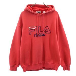 フィラ 90s オールド 長袖 スウェットパーカー S レッド系 FILA 裏起毛 メンズ