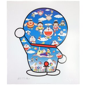 【SHIN】村上隆 「青空の下のドラえもん達 Doraemon and Friends Under the Blue Sky」 オフセットリトグラフ　ed.219/300　直筆サイン入り