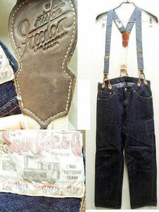 ●即決[W32]濃紺 SUGAR CANE SC40940 940 1930年代 尾錠 シンチバック 11.75oz ワーク シュガーケーン サスペンダー デニム パンツ■1286