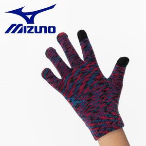 ミズノ MIZUNO キッズ ニット手袋 タッチパネル対応 防寒 グラブ グローブ ジュニア こども スポーツ レッド