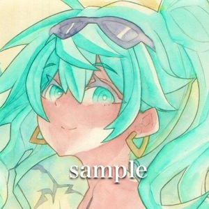 手描き　イラスト　初音ミク　砂の惑星　水彩画　Ａ4