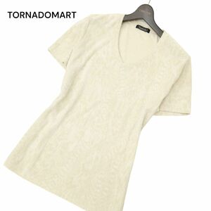 TORNADOMART トルネードマート 春夏 パイソン柄 半袖 Vネック パイル生地★ カットソー Tシャツ Sz.L　メンズ 日本製　C4T05811_6#D