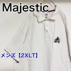 YAE25【US輸入】majestic　ポロシャツ【メンズ2XLT】半袖　白色