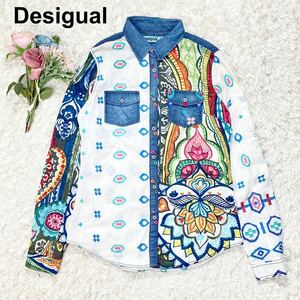 Desigual デシグアル 総柄 デニムシャツ ブラウス XS レディース B32431-73