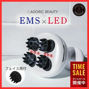 送料無料！快適ヘッドスパ EMS LED 振動 フェイス用ヘッド付 防水 電動 頭皮ブラシ フェイスケア 強弱調整可 スカルプ ボディ