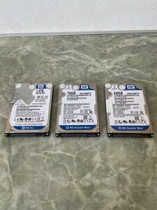  送料無料！ HDD WD　の1TB(1000GB)・750GB・640GB 　３個セット中古品