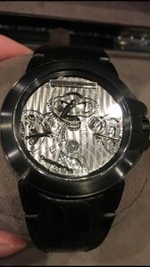 【正規品】ハリーウィンストンオーシャントリレトログラードザリウムオールブラック腕時計HARRYWINSTONOcean美品定価540万円即決可能です