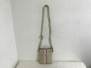 本物コーチCOACH PVCレザーミニショルダーバッグビジネスボディポシェットバックメンズレディースベージュシグネチャー柄旅行トラベル