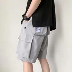 【再入荷】 カーゴパンツ ショート 大きめ グレー L ストリート メンズ