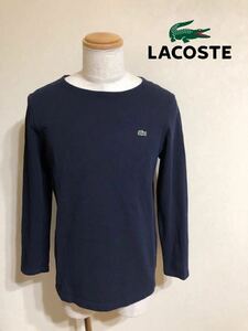 LACOSTE ラコステ 鹿の子 カットソー ロンT トップス Tシャツ サイズ4 長袖 ネイビー TH205E