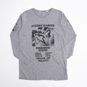 MG3337□ヒステリックグラマー/HYSTERIC GLAMOUR*クルーネック/丸首*長袖*プリントTシャツ/カットソー*杢グレー系*メンズ*FREE