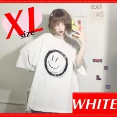 値下げ　かわいい　ニコ【XL ホワイト】大きめ オーバーサイズ 体型カバー