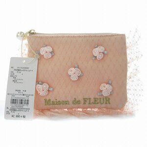 未使用品 メゾンドフルール Maison de FLEUR タグ付き POPUP限定 チュールフラワーティッシュポーチ ビジュー F ピンク 81174JC0660