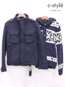 D205c [秋冬][セット] Abercrombie & Fitch アバクロンビー＆フィッチ ELK LAKE JACKET フードボアニットパーカー M ネイビー | アウター O