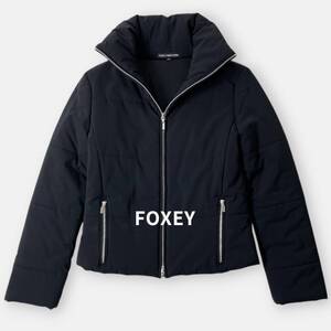 FOXEY NEW YORK フォクシー ニューヨーク 中綿 ジップアップ ジャケット 黒 ブラック 38 M レディース 高級 アウター