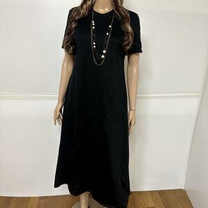 a9283☆UNIQLOユニクロ☆大人気フレア ロングマキシワンピース♪ブラックM canmil