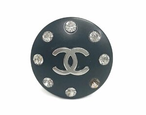 CHANEL シャネル 96P イヤリング 片耳 クリップ式 ラウンド 丸形 ココマーク ココボタン ブラック×シルバー ラインストーン ヴィンテージ