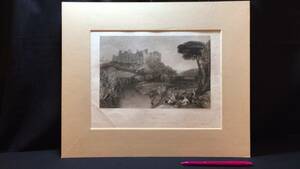 【真作 J.M.W.Turner(ターナー)/銅版画38】『Ludlow Castle』●イギリスロマン主義●縦33.5×横40.5㎝●検)リトグラフ/水彩画/風景画