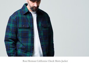 22AW Ron Herman California Check Shirts Jacket ロンハーマン 中綿キルティング フランネル チェック柄 CPO ジャケット S 日本製