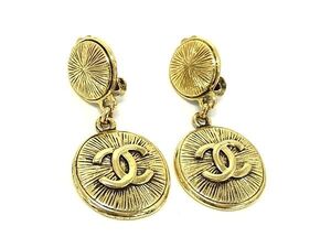 1円 ■美品■ CHANEL シャネル ココマーク ヴィンテージ クリップ式 イヤリング アクセサリー レディース ゴールド系 BI7653