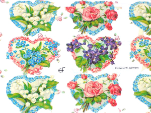 ■クロモス ドイツ製 #7132　ハート＆フラワー デコパージュ　コラージュ　スクラップブッキング　クラフト　カード