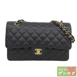 【中古】CHANEL シャネル マトラッセ Ｗチェーンショルダー ショルダーバッグ ブラック キャビアスキン 12番台 レディース【質屋】