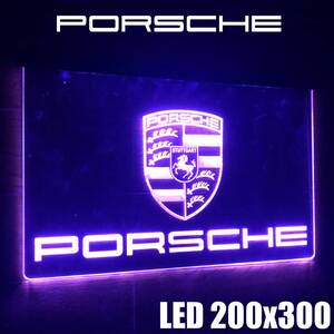 LED ネオンサイン 看板 ガレージ雑貨 LED照明 ポルシェ バナー 旗 タペストリー フラッグ アメリカン PORSCHE ポスター