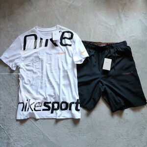 新品 正規品 NIKE ナイキ上下セット Tシャツ ハーフパンツ ロゴ プリント セットアップ NIKE SPORT 白 ホワイト 黒 ブラック XL