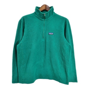 patagonia パタゴニア ハーフジップ フリースジャケット アウトドア ワンポイントロゴ グリーン (メンズ L) 中古 古着 S3378