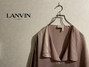 ◯ LANVIN カスケーディング レーヨン ブラウス / ランバン Vネック カットソー ドレープ ドロップショルダー ピンク 42 Ladies #Sirchive