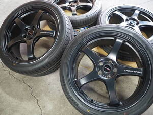 ★人気★225/40R18 8.5J+45 9.5J+45 5H100 新品 軽量 逆ゾリ クロススピードCR5 1台分 COROLLASPORT CELICA PRIUS 86 BRZ IMPREZA ブラック