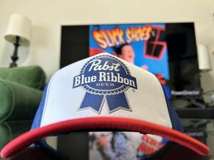 USA企業PabstBlueRibbon beer メッシュキャップ　ホワイト