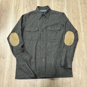 【格安】Ralph Lauren ラルフローレン 長袖シャツ ボックス エルボーパッチ グレー メンズ レザー使用 R-4115