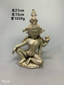 【聚寶齋*銅製*文殊菩薩】 稀少物品 置物 古賞物 中国時代美術