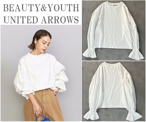 【WEB限定】BEAUTY&YOUTH UNITED ARROWS アローズ ピマコットンボリュームスリーブカットソー 1枚でサマに モードな雰囲気 OFF WHITE Free