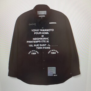 NEIGHBORHOOD ヨウジヤマモト ネイバー 長袖プリントシャツ 黒 サイズS YOHJI 2024/12月発売 ブラック Shirt 原宿 青山