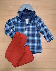 【BURTON】バートン スノーボードウェア上下セット　size M (140) セットアップ スキー チェック