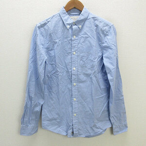 y■ラルフローレン/DENIM & SUPPLYギンガムチェック長袖 BDシャツ■水色/白【メンズXS】MENS/51【中古】