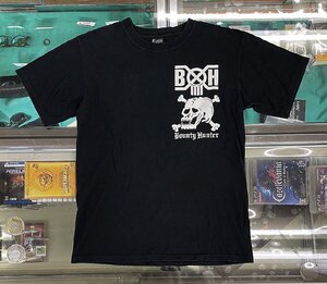 BOUNTY HUNTER 半袖 Tシャツ ブラック×白プリント Mサイズ 両面スカルプリント バウンティーハンター