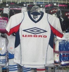 在庫処分 アンブロ ジュニア半袖プラシャツ白 ホワイト120cm umbro キッズ 子供 新品 レトロ 即決価格*