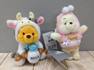 ◇ディズニー 《未使用品》くまのプーさん ぬいぐるみ ぬいぐるみキーチェーン タグ付 2点 4M82 【60】