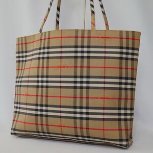 【未使用級 極美品】BURBERRY バーバリー トートバッグ ハンドバッグ ショルダーバッグ ノバチェック キャンバス ベージュ 肩掛け A4 PC