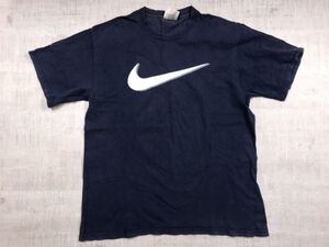 USA製 ナイキ NIKE レトロ オールド アメカジ スポーツ ストリート 古着 ロゴプリント 半袖Tシャツ メンズ コットン100% M 紺